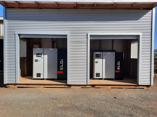 2 elgi compressors in custom built shed designed by Compressed Air Controls