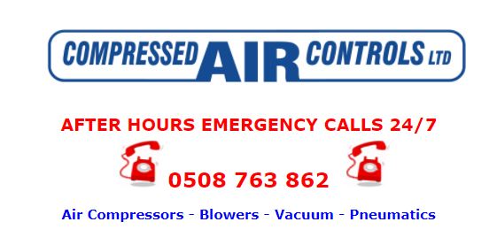 Compressed Air Controls respond to breakdowns of air compressors, blowers, vacuum and pneumatics after hours, contact them on 0508 763 862 